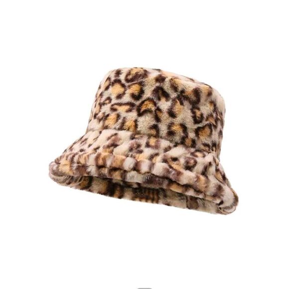 2/$30 Ladies Fuzzy Light Leopard Print Bucket Hat - Picture 7 of 7